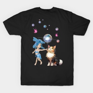 Sweet fairy is playing  with cute cat T-Shirt